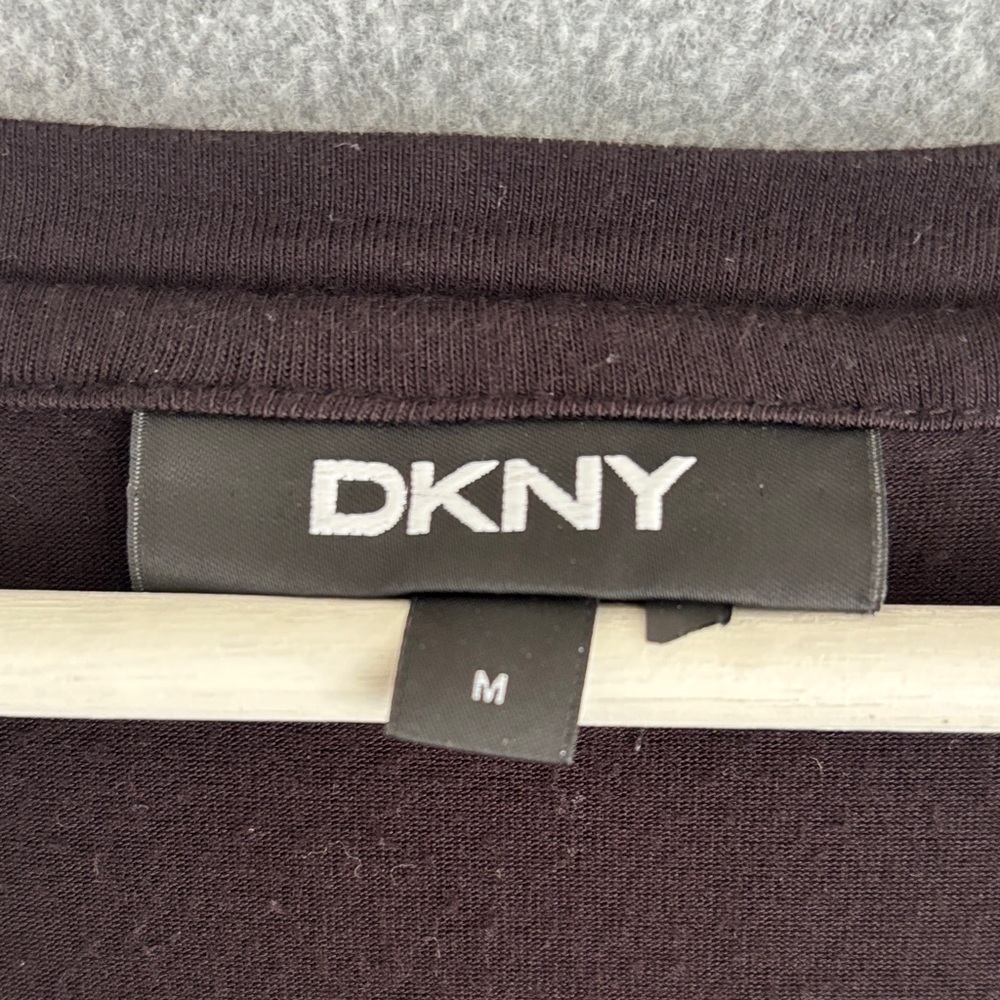 DKNY Black Top with Orange Zebra Print Sleeves - Picture 2 of 6